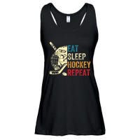 Vintage Eat Sleep Hockey Repeat Retro Ice Hockey Gift Ladies Essential Flowy Tank