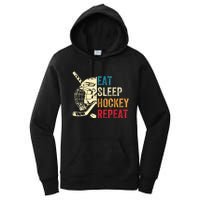 Vintage Eat Sleep Hockey Repeat Retro Ice Hockey Gift Women's Pullover Hoodie