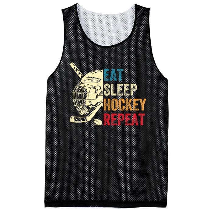 Vintage Eat Sleep Hockey Repeat Retro Ice Hockey Gift Mesh Reversible Basketball Jersey Tank