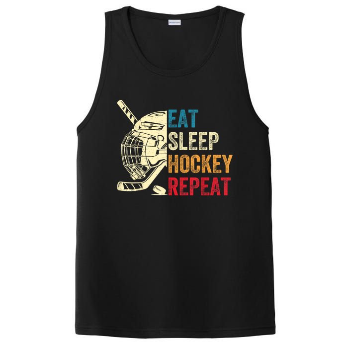 Vintage Eat Sleep Hockey Repeat Retro Ice Hockey Gift PosiCharge Competitor Tank