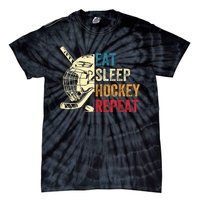 Vintage Eat Sleep Hockey Repeat Retro Ice Hockey Gift Tie-Dye T-Shirt