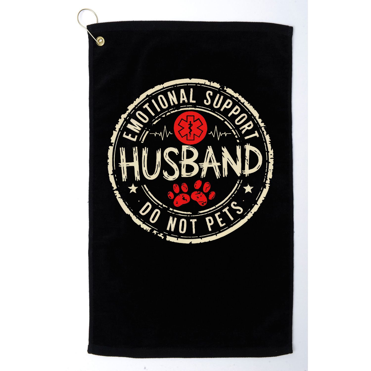 Vintage Emotional Support Husband Do Not Pet Funny Lover Golf Towel