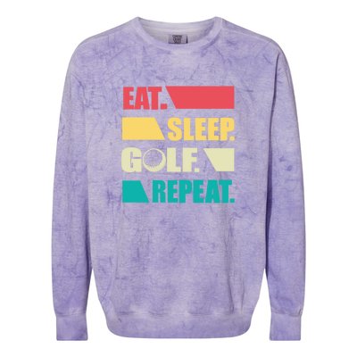 Vintage Eat Sleep Golf Repeat Gift For Father's Day Colorblast Crewneck Sweatshirt