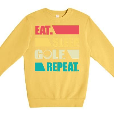 Vintage Eat Sleep Golf Repeat Gift For Father's Day Premium Crewneck Sweatshirt