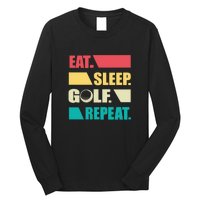 Vintage Eat Sleep Golf Repeat Gift For Father's Day Long Sleeve Shirt