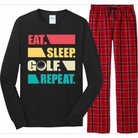 Vintage Eat Sleep Golf Repeat Gift For Father's Day Long Sleeve Pajama Set