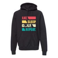 Vintage Eat Sleep Golf Repeat Gift For Father's Day Premium Hoodie