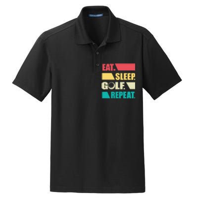 Vintage Eat Sleep Golf Repeat Gift For Father's Day Dry Zone Grid Polo