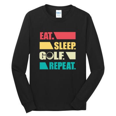 Vintage Eat Sleep Golf Repeat Gift For Father's Day Tall Long Sleeve T-Shirt