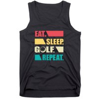 Vintage Eat Sleep Golf Repeat Gift For Father's Day Tank Top