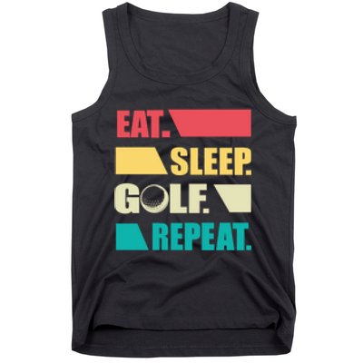 Vintage Eat Sleep Golf Repeat Gift For Father's Day Tank Top