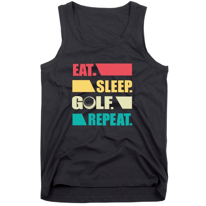 Vintage Eat Sleep Golf Repeat Gift For Father's Day Tank Top