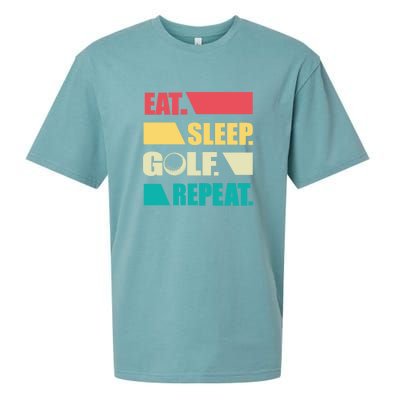 Vintage Eat Sleep Golf Repeat Gift For Father's Day Sueded Cloud Jersey T-Shirt