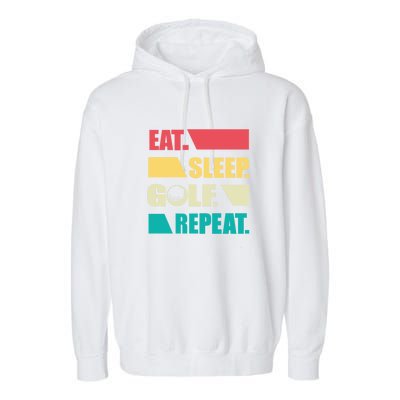 Vintage Eat Sleep Golf Repeat Gift For Father's Day Garment-Dyed Fleece Hoodie