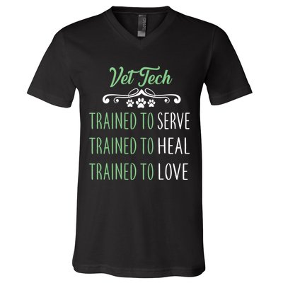 Vet Tech Trained To Serve Heal Love V-Neck T-Shirt