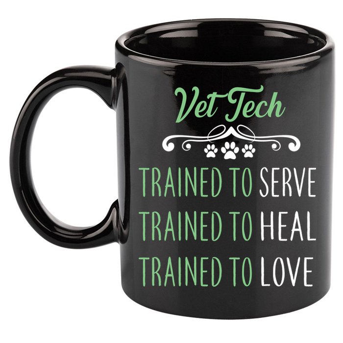 Vet Tech Trained To Serve Heal Love 11oz C Handle Ceramic Mug