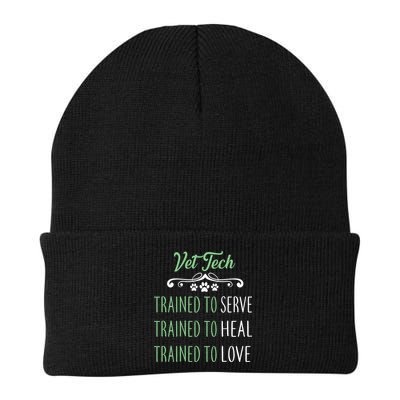 Vet Tech Trained To Serve Heal Love Knit Cap Winter Beanie