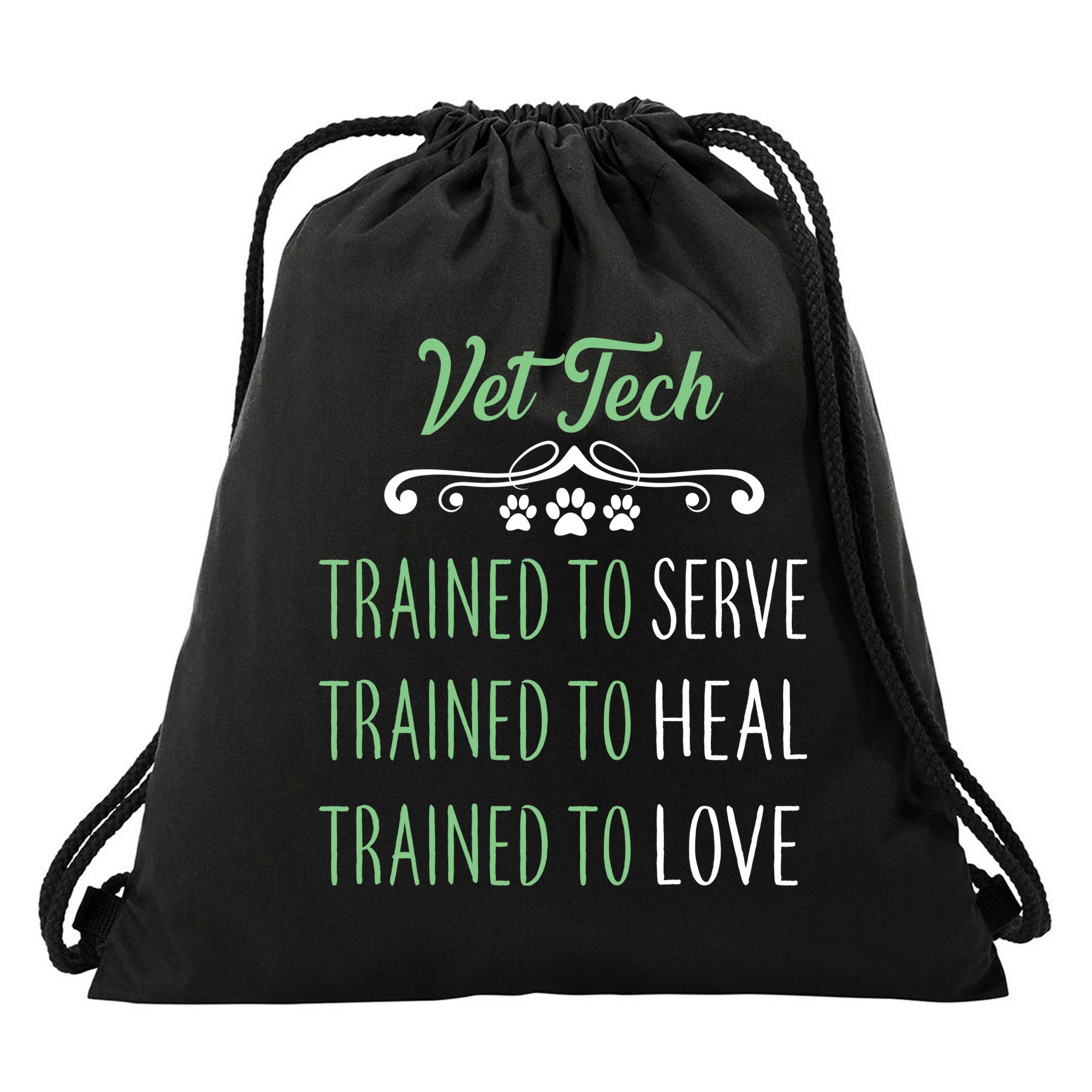 Vet Tech Trained To Serve Heal Love Drawstring Bag
