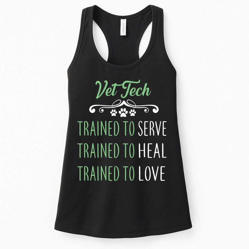 Vet Tech Trained To Serve Heal Love Womens Tank Top