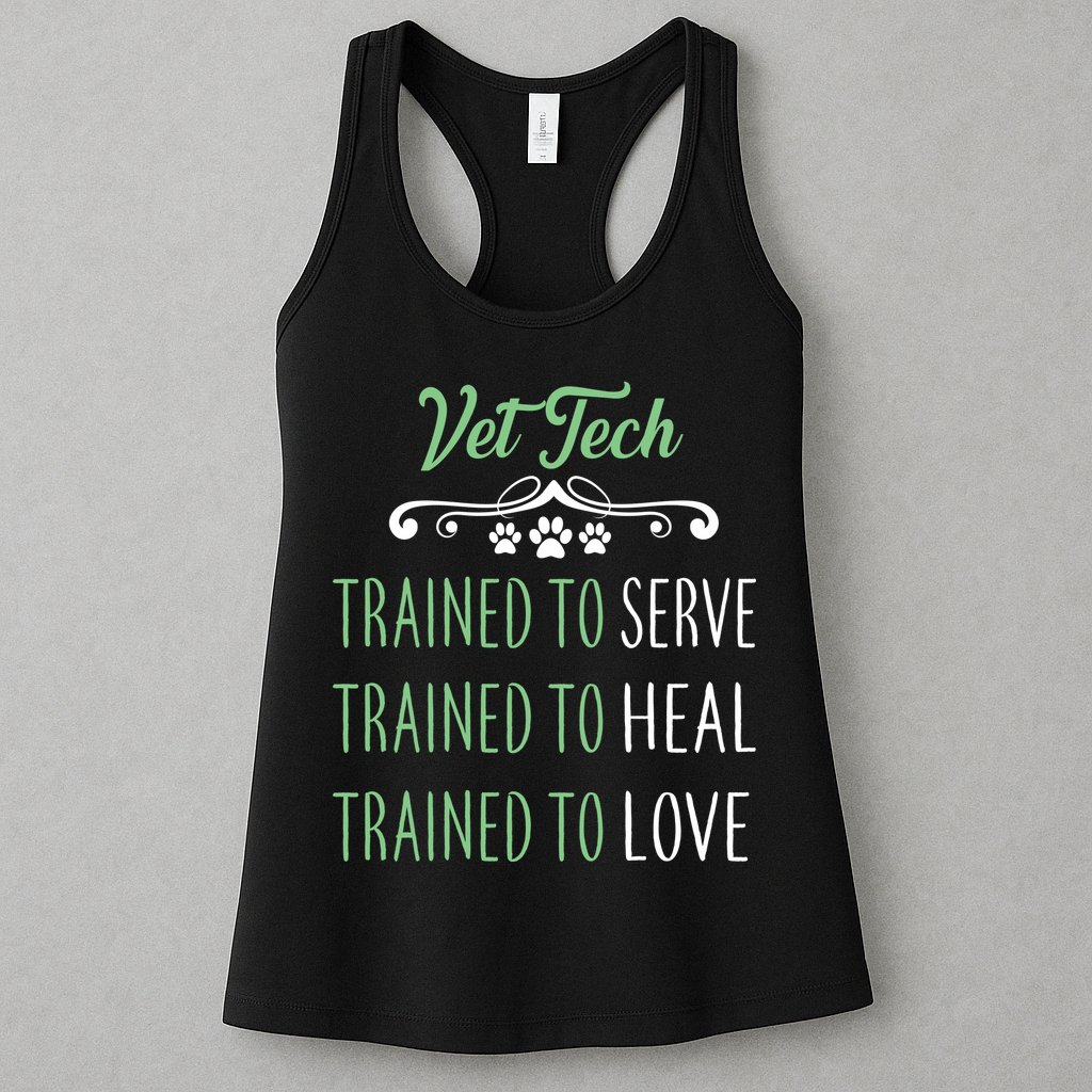 Vet Tech Trained To Serve Heal Love Womens Tank Top