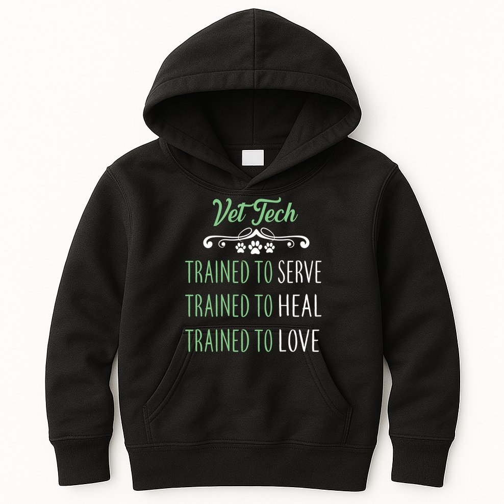 Vet Tech Trained To Serve Heal Love Kids Hoodie