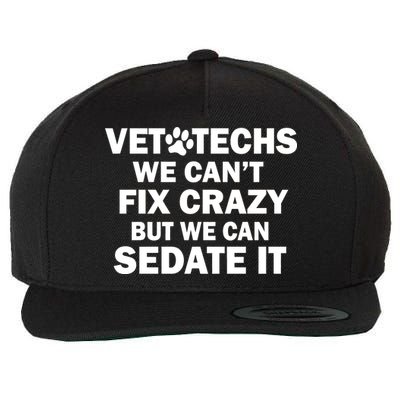 Vet Techs We Can't Fix Crazy But Can Sedate It Wool Snapback Cap