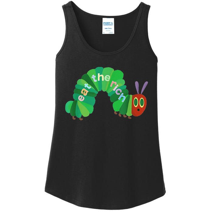 Vintage Eat The Rich Hungry Cute Caterpillar Worm Ladies Essential Tank