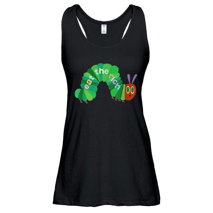 Vintage Eat The Rich Hungry Cute Caterpillar Worm Ladies Essential Flowy Tank