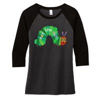 Vintage Eat The Rich Hungry Cute Caterpillar Worm Women's Tri-Blend 3/4-Sleeve Raglan Shirt