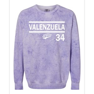 Valenzuela El Toro 34 Los Angeles Throwback Colorblast Crewneck Sweatshirt