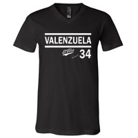 Valenzuela El Toro 34 Los Angeles Throwback V-Neck T-Shirt