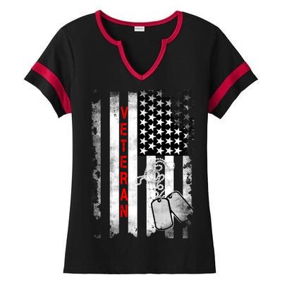 Veteran American Flag Ladies Halftime Notch Neck Tee