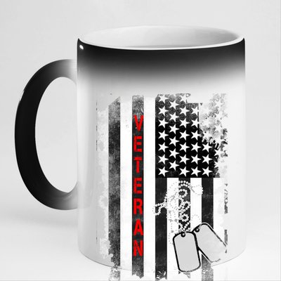 Veteran American Flag 11oz Black Color Changing Mug