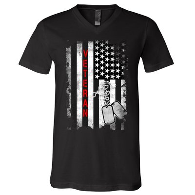 Veteran American Flag V-Neck T-Shirt