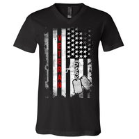 Veteran American Flag V-Neck T-Shirt