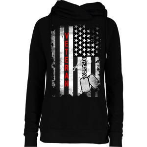 Veteran American Flag Womens Funnel Neck Pullover Hood