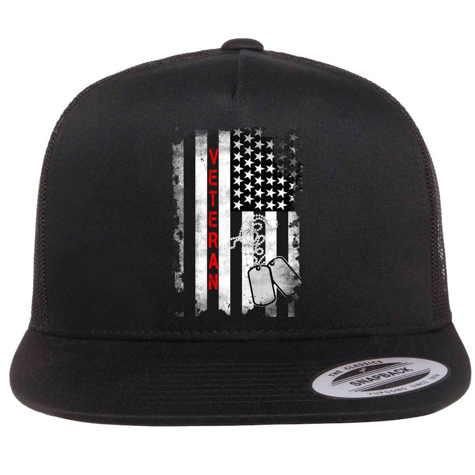 Veteran American Flag Flat Bill Trucker Hat