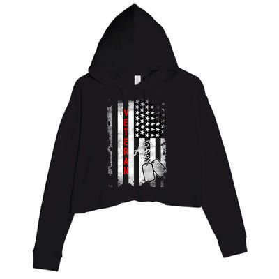 Veteran American Flag Crop Fleece Hoodie