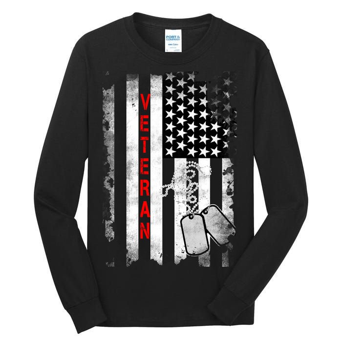 Veteran American Flag Tall Long Sleeve T-Shirt