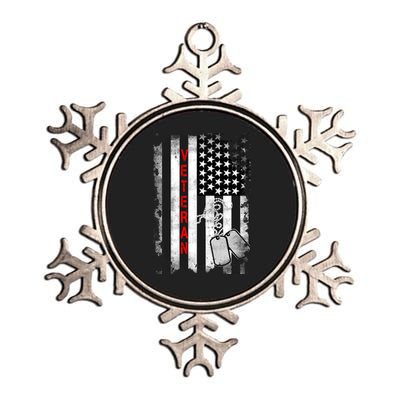 Veteran American Flag Metallic Star Ornament