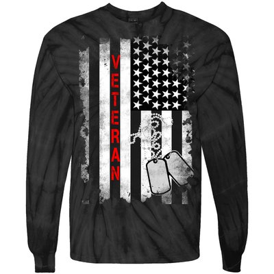 Veteran American Flag Tie-Dye Long Sleeve Shirt