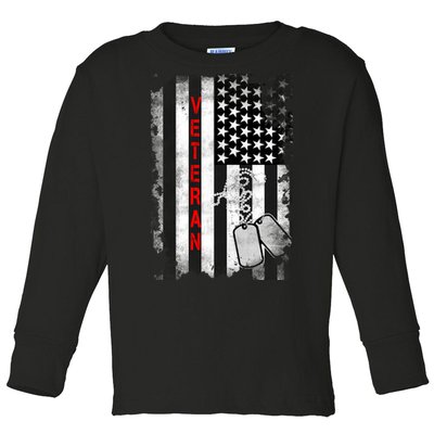 Veteran American Flag Toddler Long Sleeve Shirt