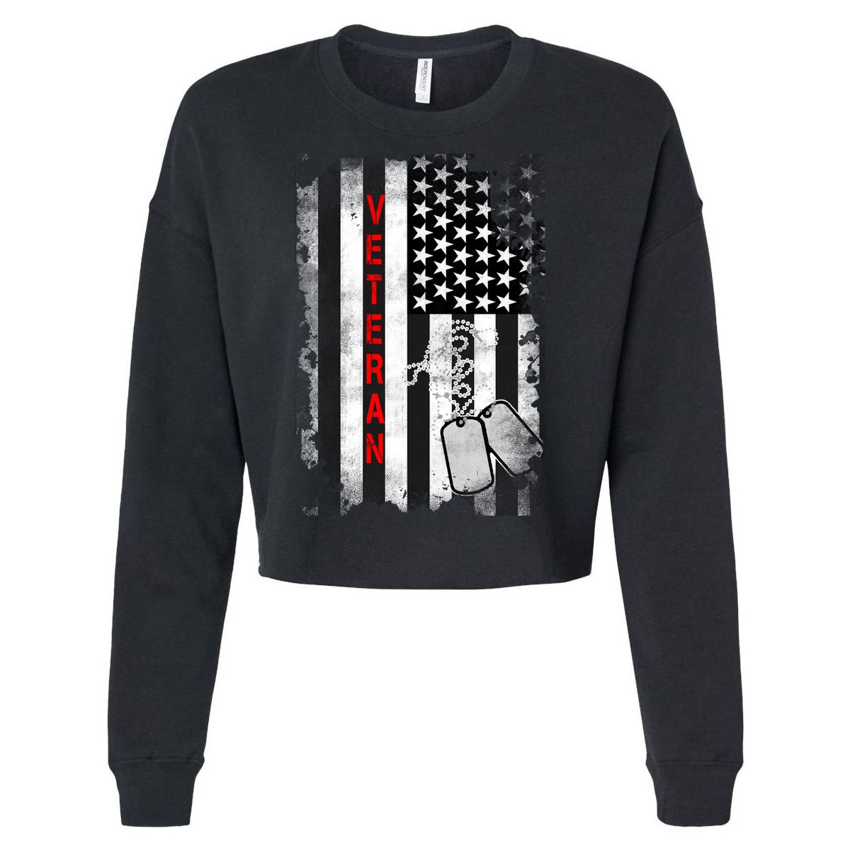 Veteran American Flag Cropped Pullover Crew