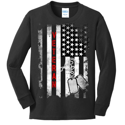 Veteran American Flag Kids Long Sleeve Shirt