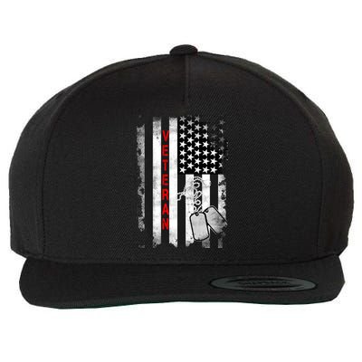 Veteran American Flag Wool Snapback Cap