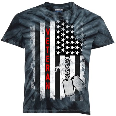 Veteran American Flag Kids Tie-Dye T-Shirt