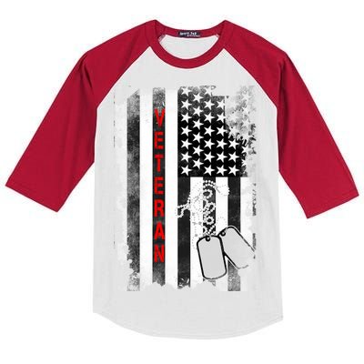 Veteran American Flag Kids Colorblock Raglan Jersey