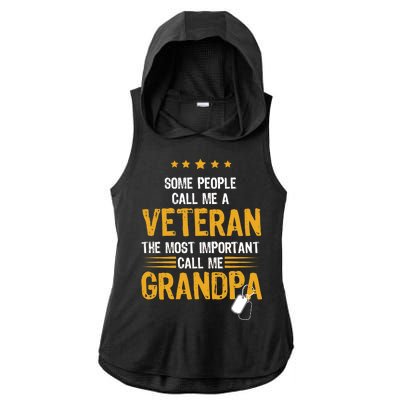 Veteran Grandpa Ladies PosiCharge Tri-Blend Wicking Draft Hoodie Tank