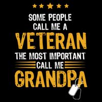 Veteran Grandpa Stripe Pom Pom Beanie