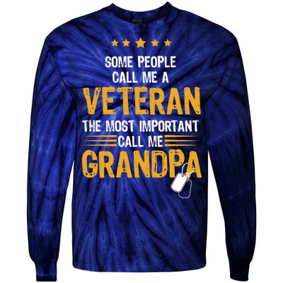 Veteran Grandpa Tie-Dye Long Sleeve Shirt